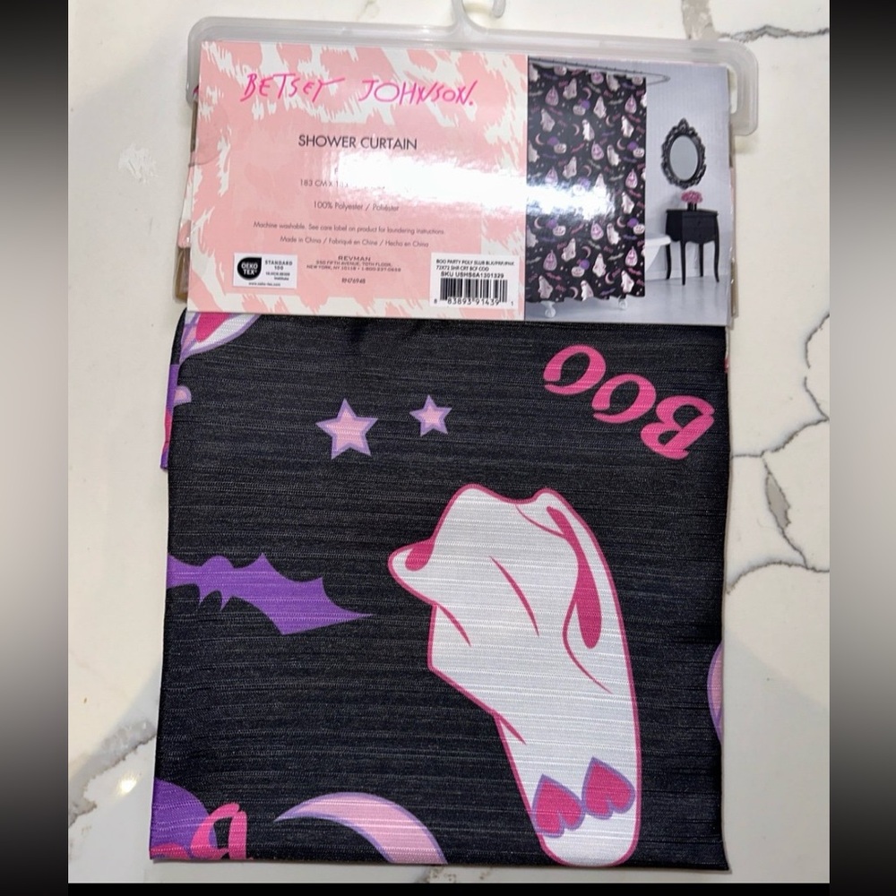 Betsey Johnson Ghost Heart Glasses Shower Curtain